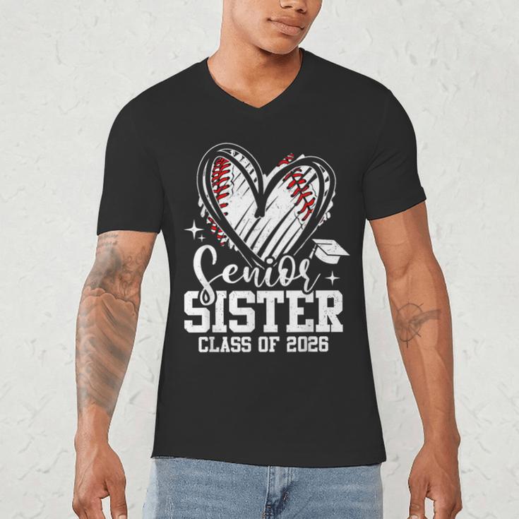 Senior Sister Class Of 2026 Baseball Graduation Heart Men's V-Neck T-Shirt