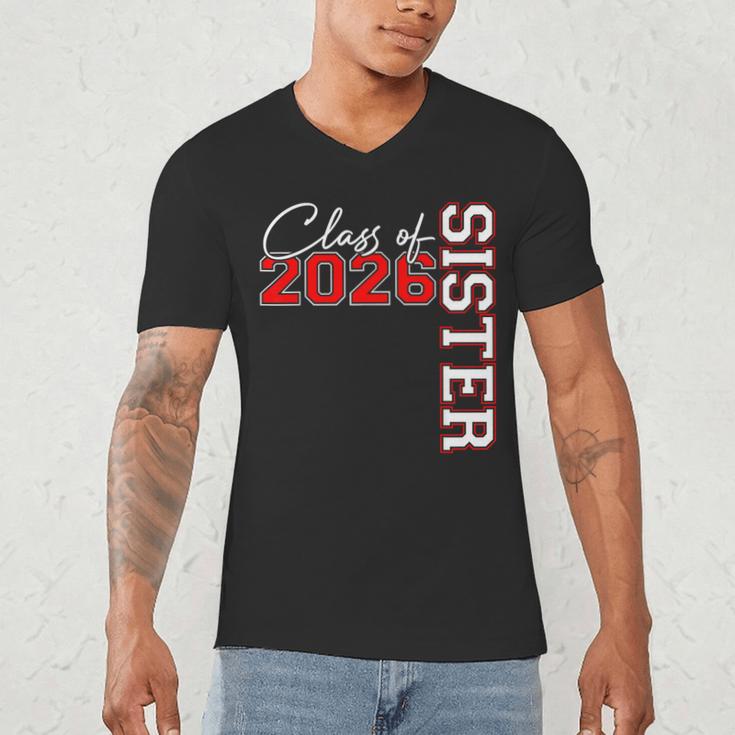 Senior Sister Class Of 2026 Proud Big Sis Graduation Family Men's V-Neck T-Shirt