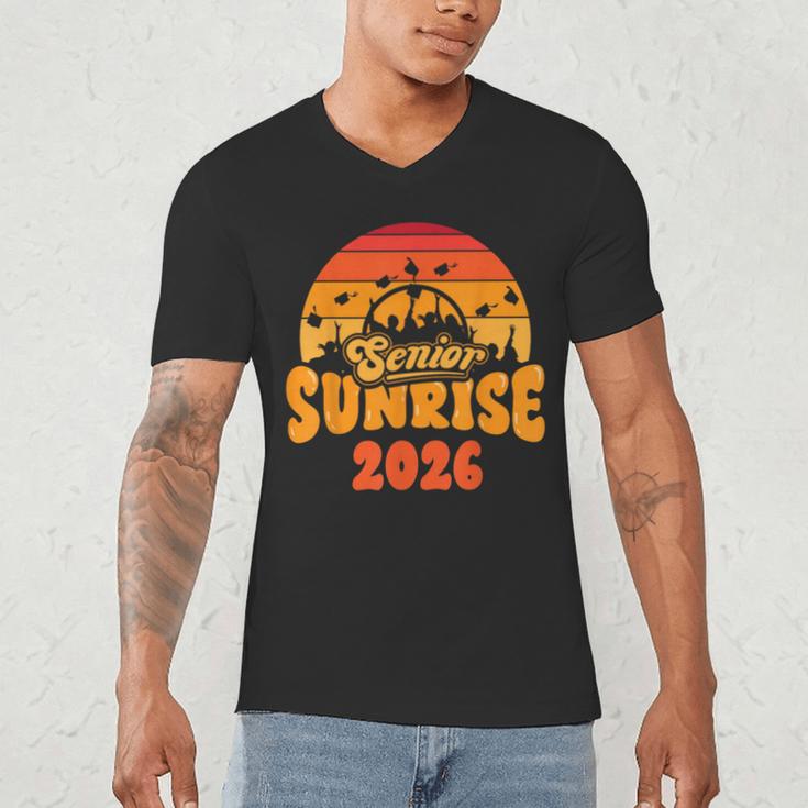 Senior Sunrise Class Of 2026 Graduation Proud Graduate Retro Men's V-Neck T-Shirt
