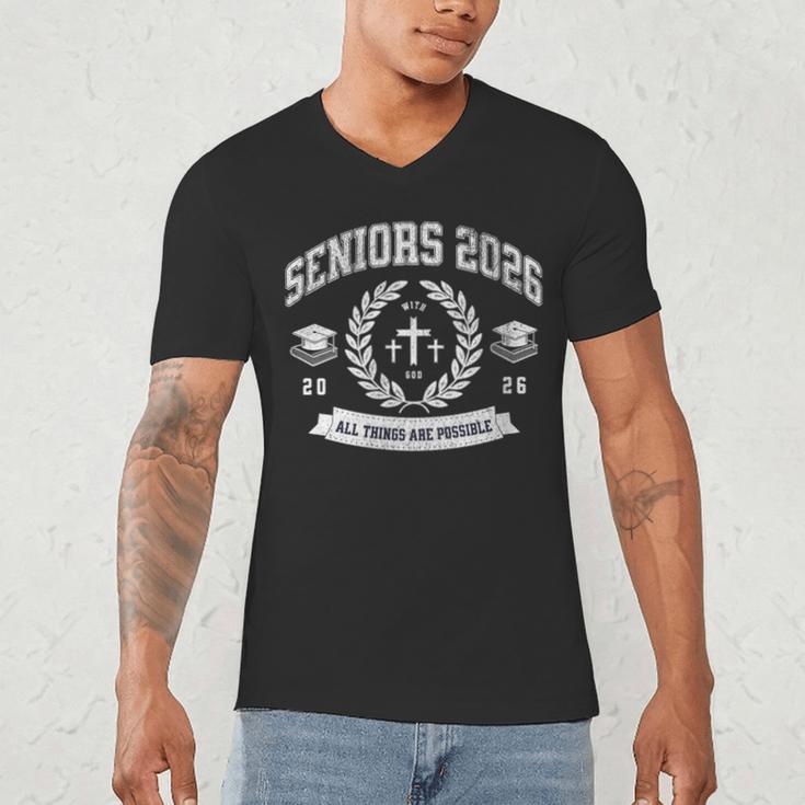 Seniors Class Of 2026 Christian Graduation Religious Grad Men's V-Neck T-Shirt