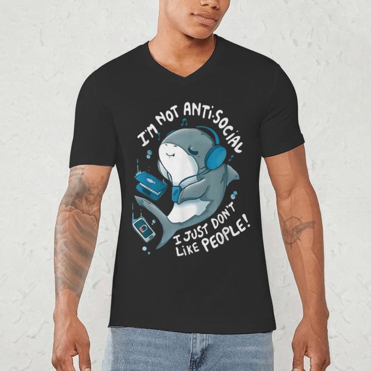 Shark Don’t Like People Antisocial Introvert Men's V-Neck T-Shirt