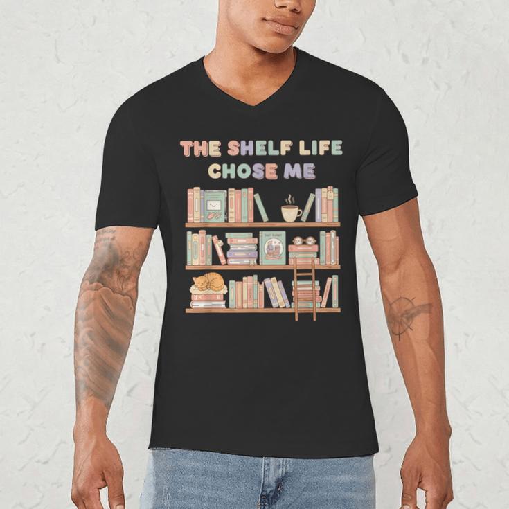 The Shelf Life Chose Me Bookstore Reading Lover Graphic Men's V-Neck T-Shirt