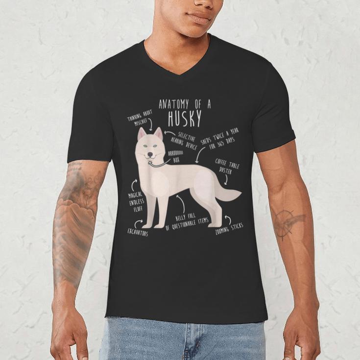 Siberian Husky Dog Anatomy Pet Mom Cute Dog Dad Men Women Kids Men's V-Neck T-Shirt