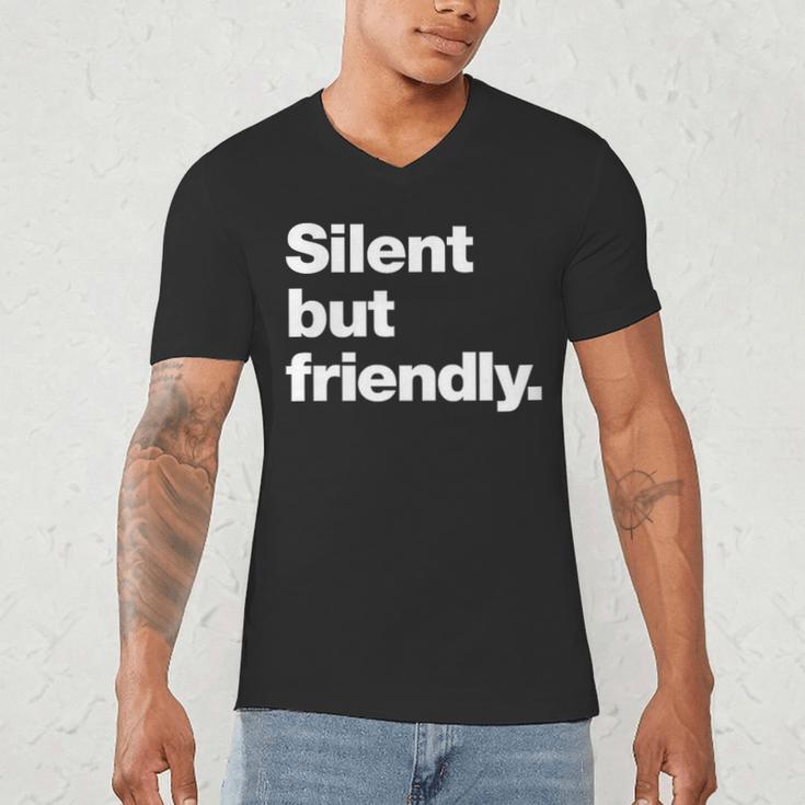 Silent But Friendly A Design For Introverts Men's V-Neck T-Shirt