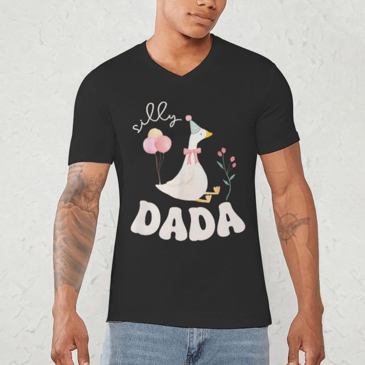 Silly Dada Silly Goose Dad Birthday Family Matching Party Men's V-Neck T-Shirt Silly Dada Silly Goose Dad Birthday Family Matching Party Men's V-Neck T-Shirt