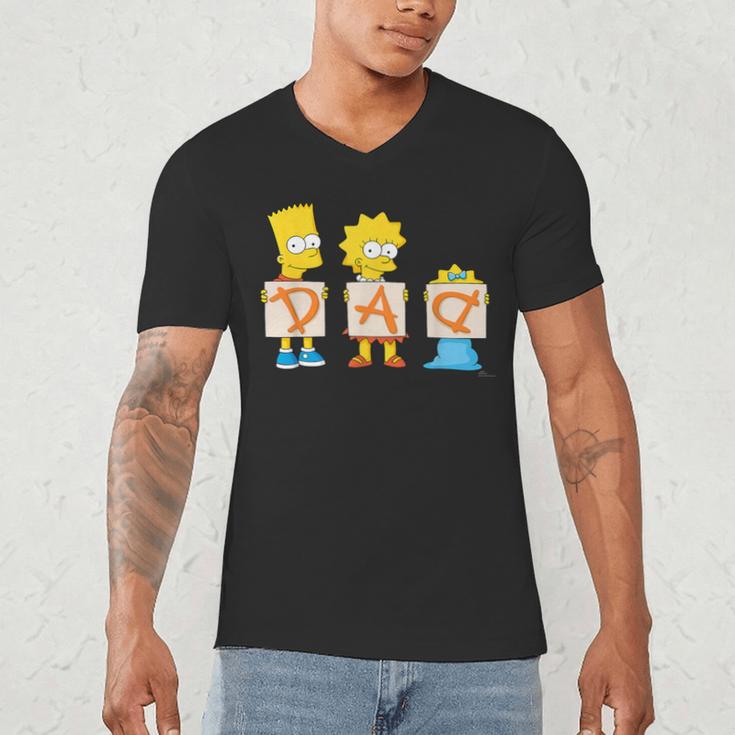 The Simpsons Father's Day Bart Lisa Maggie Dad Birthday Men's V-Neck T-Shirt