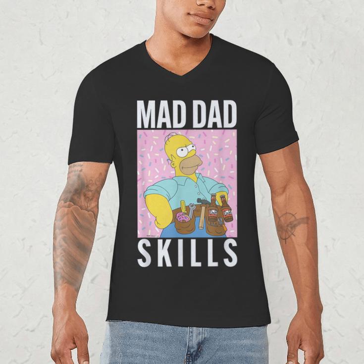 The Simpsons Father's Day Mad Dad Skills Homer Poster Men's V-Neck T-Shirt The Simpsons Father's Day Mad Dad Skills Homer Poster Men's V-Neck T-Shirt