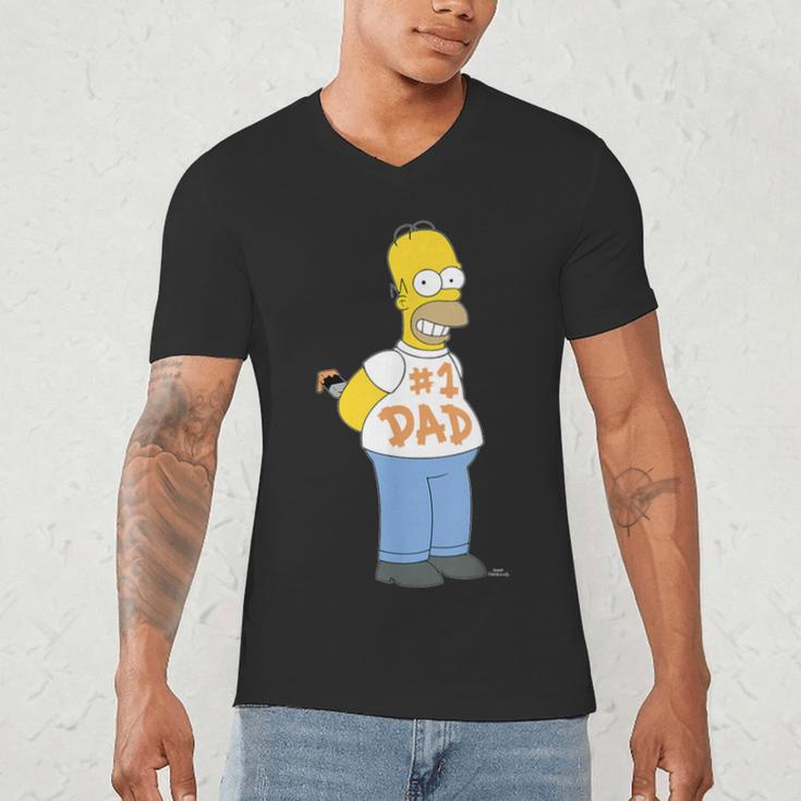 The Simpsons Homer Number 1 Dad Father's Day V2 Men's V-Neck T-Shirt