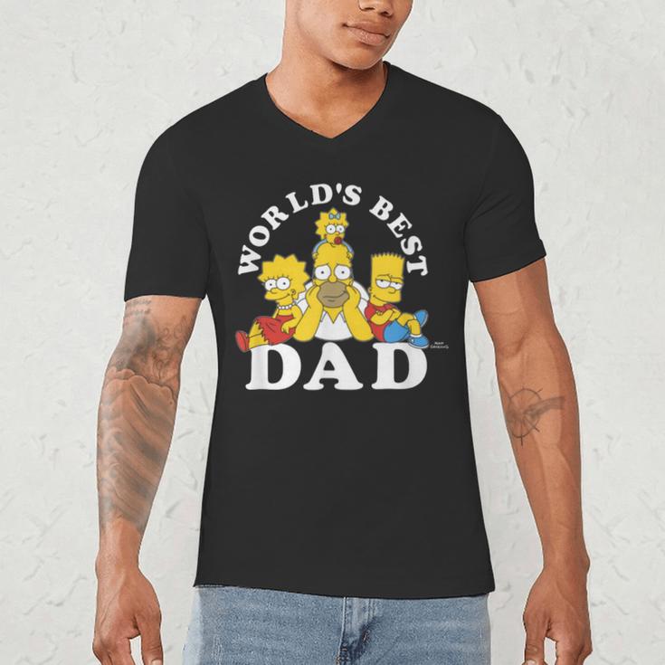 The Simpsons World's Best Dad Father's Day Group V2 Small Men's V-Neck T-Shirt The Simpsons World's Best Dad Father's Day Group V2 Small Men's V-Neck T-Shirt