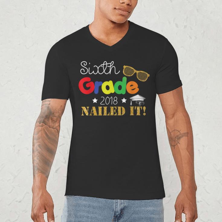 Sixth 6th Grade 2018 Nailed It Graduation Shirt Men's V-Neck T-Shirt