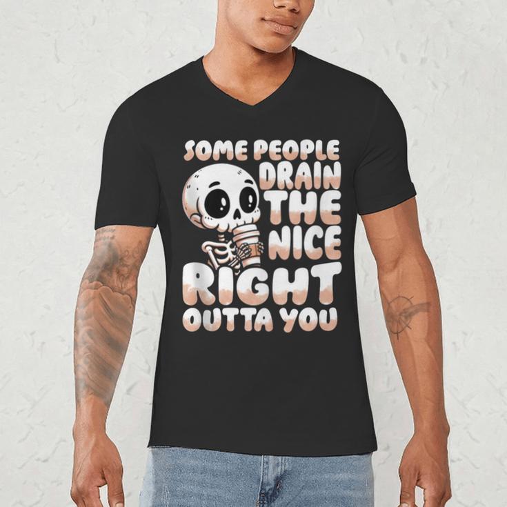 Skeleton Coffee Lover Introvert Men's V-Neck T-Shirt