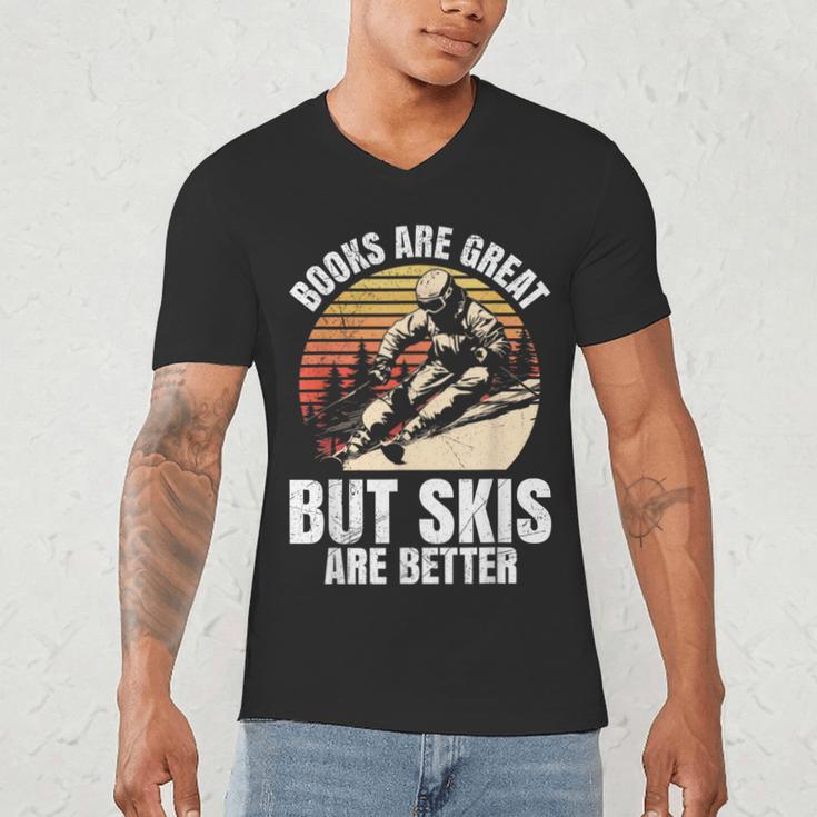 Skier BOOKS ARE GREAT BUT SKIS ARE BETTER Vintage Men's V-Neck T-Shirt