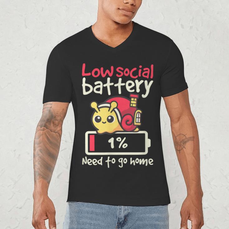 Snail Low Social Battery Need To Go Home Tee For Introvert Men's V-Neck T-Shirt Snail Low Social Battery Need To Go Home Tee For Introvert Men's V-Neck T-Shirt