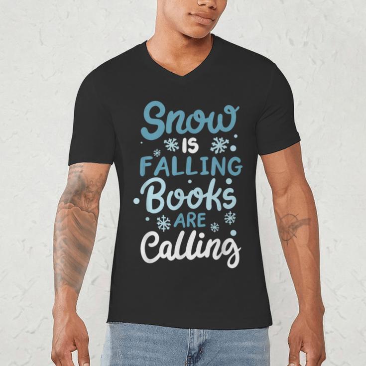 Snow Is Falling Books Are Calling Men's V-Neck T-Shirt