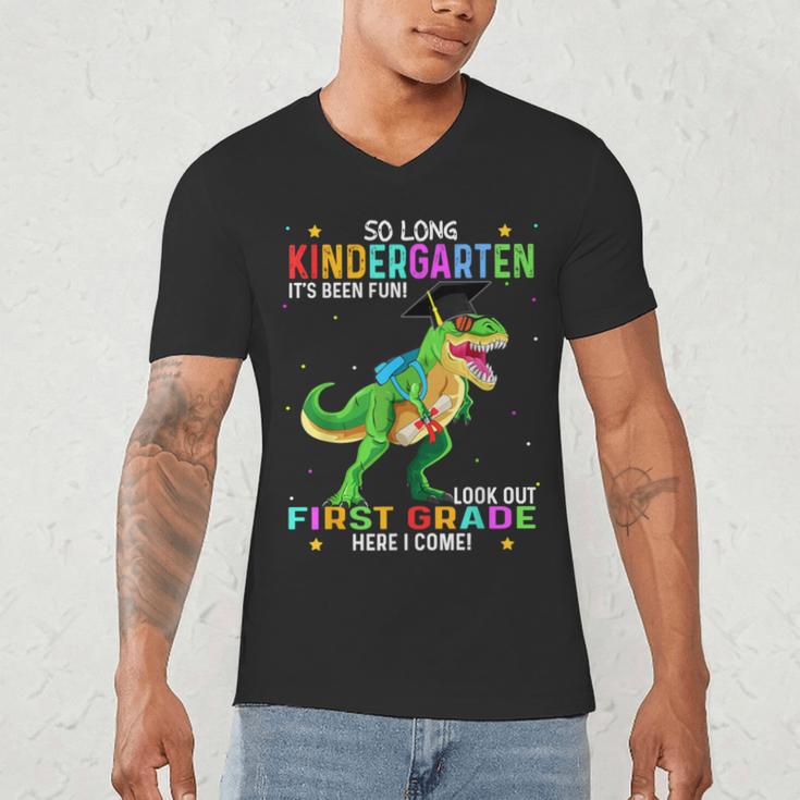 So Long Kindergarten Graduation Class 2025 Dinosaur Kids Men's V-Neck T-Shirt