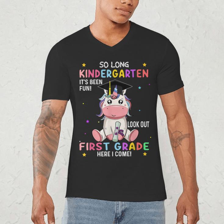 So Long Kindergarten Graduation Class 2025 Unicorn Girls Men's V-Neck T-Shirt
