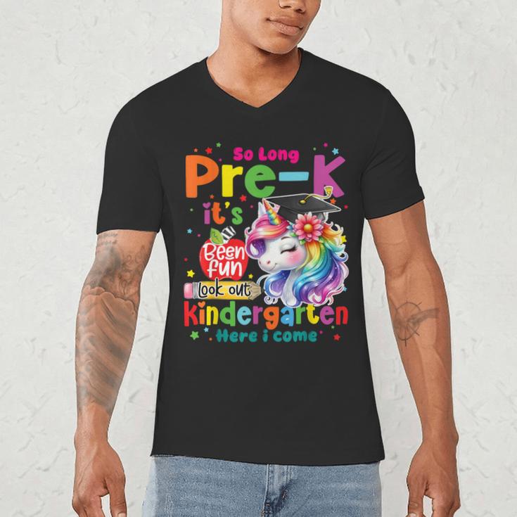 So Long Prek Pre-K Graduation Graduate Unicorn Kids Girls Men's V-Neck T-Shirt