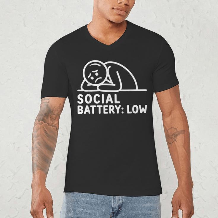 Social Battery Low Apparel Introvert Humor Men's V-Neck T-Shirt Social Battery Low Apparel Introvert Humor Men's V-Neck T-Shirt
