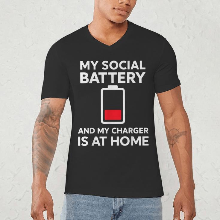 Social Battery Low Charger At Home Antisocial Introvert Men's V-Neck T-Shirt Social Battery Low Charger At Home Antisocial Introvert Men's V-Neck T-Shirt