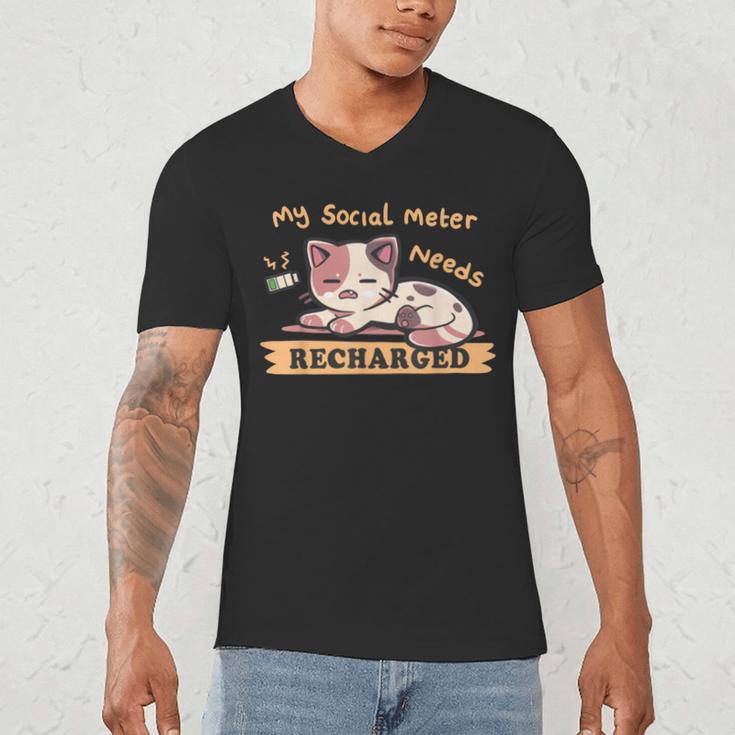 Social Meter Recharge Social Meter For Introverts Men's V-Neck T-Shirt Social Meter Recharge Social Meter For Introverts Men's V-Neck T-Shirt