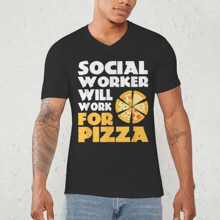 Social Worker Will Work For Pizza Graduation Men's V-Neck T-Shirt
