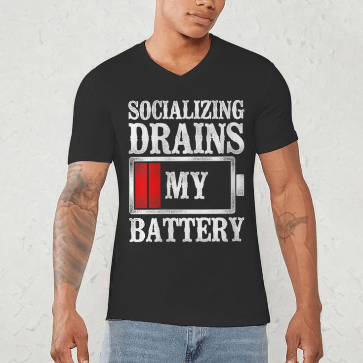 Socializing Drains My Battery Introvert Men's V-Neck T-Shirt