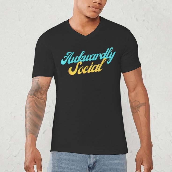 Socially Awkward Introvert Retro Anxious Awkwardly Social Men's V-Neck T-Shirt