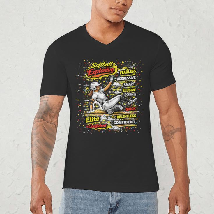 Softball Slider Pop Comic Book Art Best Traits Fast Elite Men's V-Neck T-Shirt Softball Slider Pop Comic Book Art Best Traits Fast Elite Men's V-Neck T-Shirt