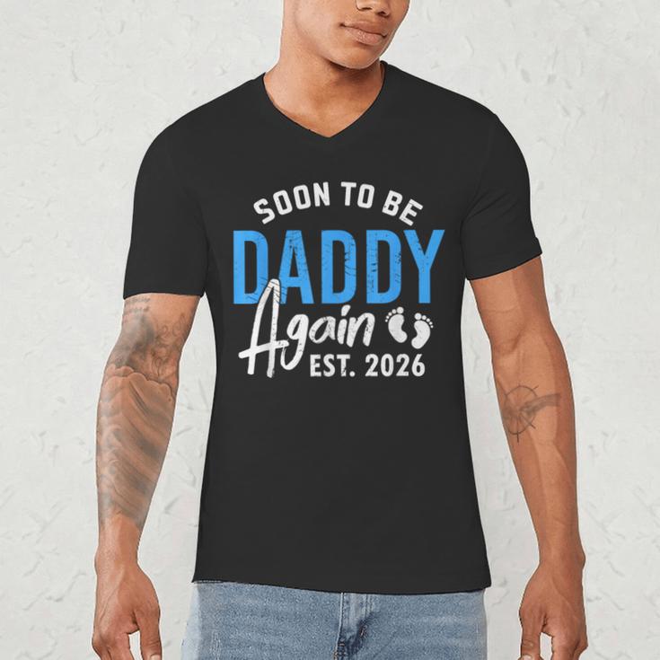 Soon To Be Daddy Again Est 2026 Dad Baby Announcement Men's V-Neck T-Shirt