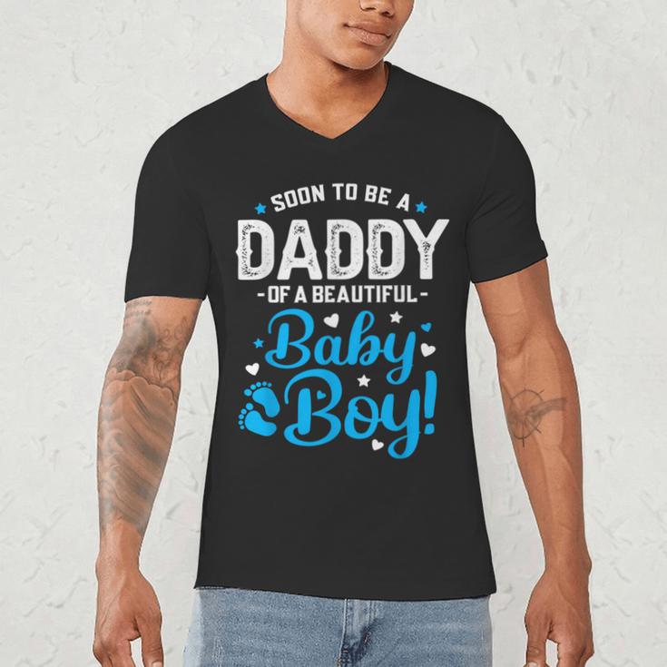 Soon To Be A Daddy Of A Baby Boy New Dad Expecting Father Men's V-Neck T-Shirt