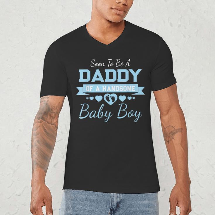 Soon To Be A Daddy Of a Handsome Baby Boy Announcement Men's V-Neck T-Shirt
