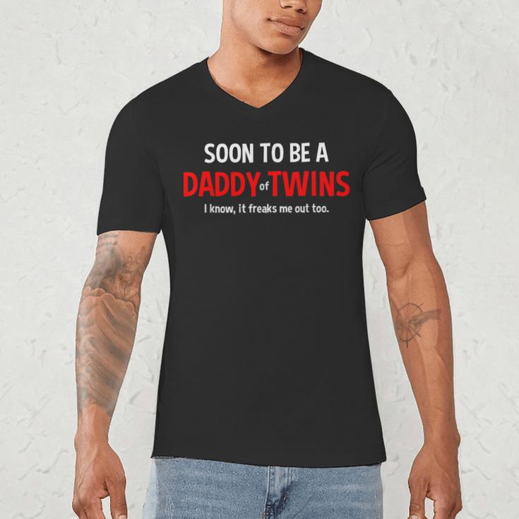 Soon To Be A Daddy Of Twins Expecting Father Men's V-Neck T-Shirt