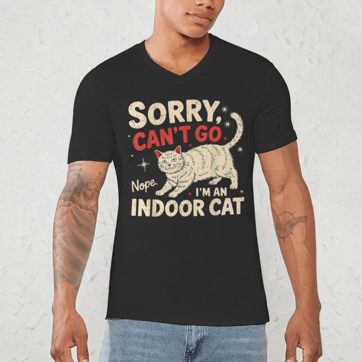 Sorry I Can't Go I'm An Indoor Cat Introvert Cat Owner Men's V-Neck T-Shirt
