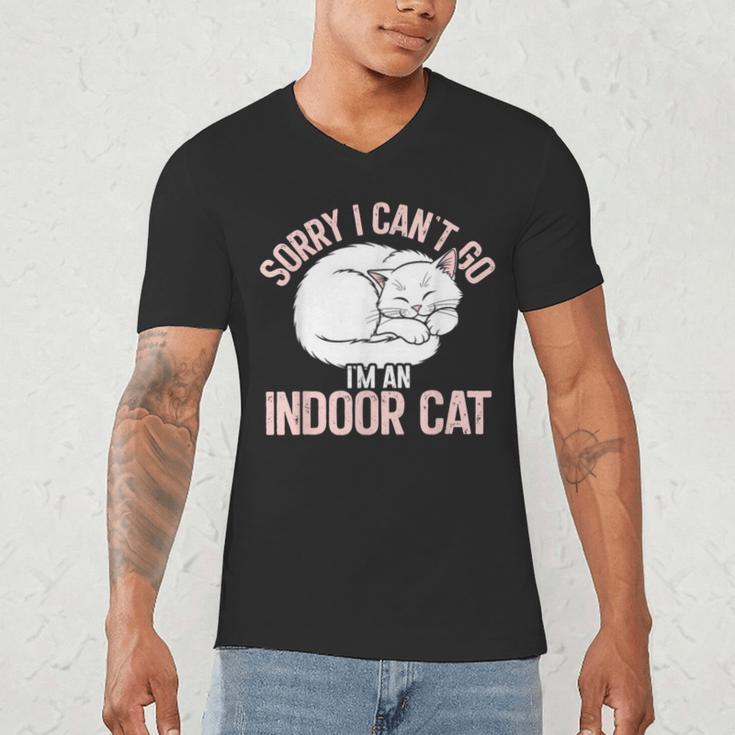 Sorry I Can't Go I'm An Indoor Cat Lazy Humor Introvert Cat Men's V-Neck T-Shirt Sorry I Can't Go I'm An Indoor Cat Lazy Humor Introvert Cat Men's V-Neck T-Shirt