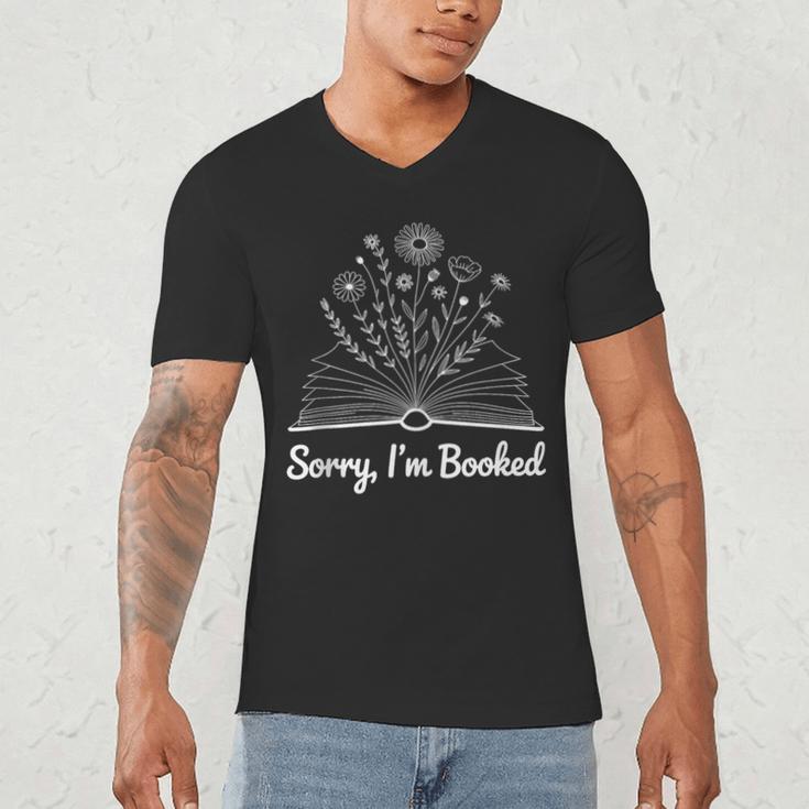 Sorry I'm Booked Floral Book Love Cozy Bookworm Reading Men's V-Neck T-Shirt Sorry I'm Booked Floral Book Love Cozy Bookworm Reading Men's V-Neck T-Shirt