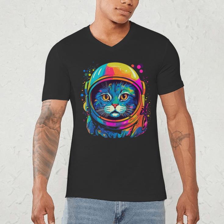 Space Cat Mom Cat Dad Men Women Kids Astronaut Space Men's V-Neck T-Shirt