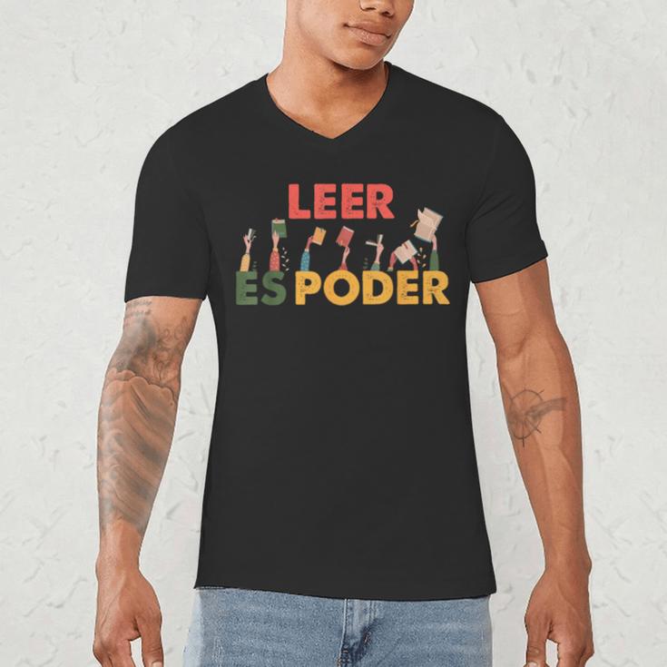 Spanish Reading Book Lover Teacher Maestra Leer Es Poder For Men Women Men's V-Neck T-Shirt Spanish Reading Book Lover Teacher Maestra Leer Es Poder For Men Women Men's V-Neck T-Shirt