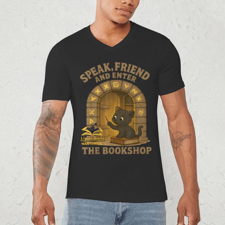 Speak Friend Enter Bookshop Magic Panther Men's V-Neck T-Shirt