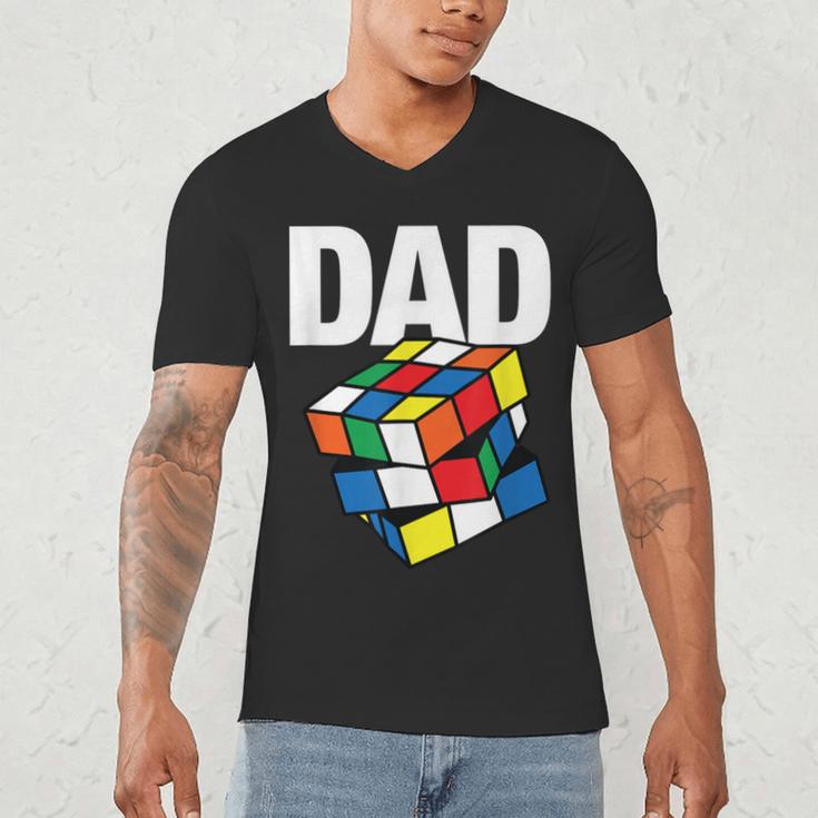 Speed Cubing Dad Puzzle Cuber Cube Kids Men's V-Neck T-Shirt