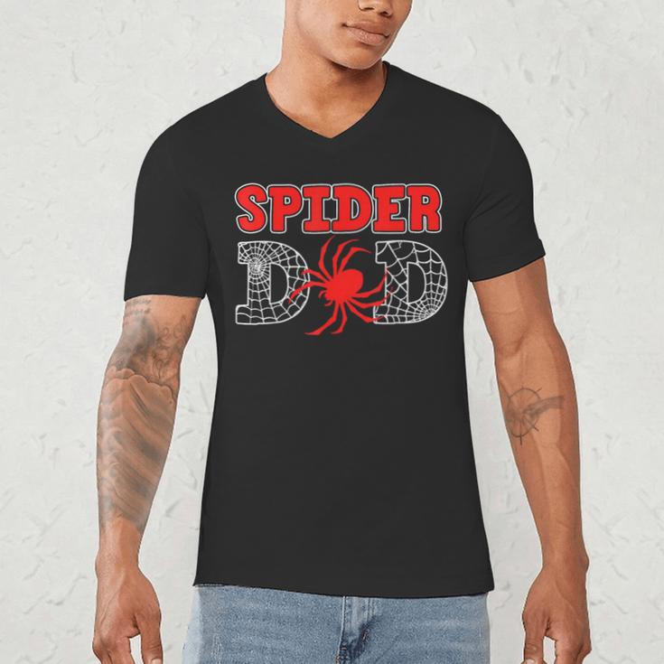 Spider Dad Spidey Birthday Family Matching Kid Daddy Spiders Men's V-Neck T-Shirt