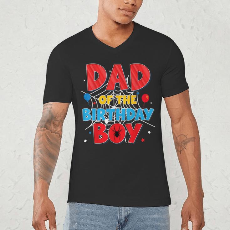 Spider Web Family Matching Dad Of The Birthday Boy Men's V-Neck T-Shirt Spider Web Family Matching Dad Of The Birthday Boy Men's V-Neck T-Shirt