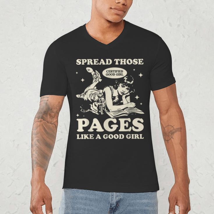 Spread Those Pages Like A Good Girl Shirt Smutty Spicy Book Men's V-Neck T-Shirt