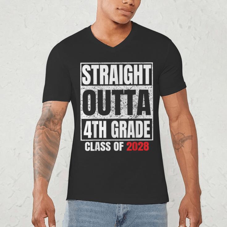 Straight Outta 4th Grade Graduation Class 2028 Fourth Grade Men's V-Neck T-Shirt