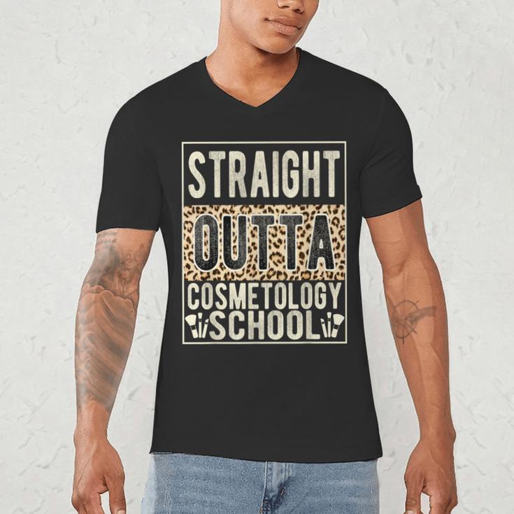 Straight Outta Cosmetology School Leopard Graduation Men's V-Neck T-Shirt