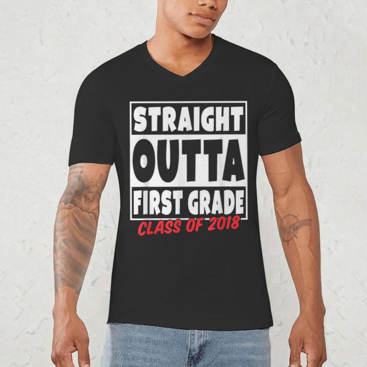 Straight Outta First Grade Class Of 2018 Graduation Men's V-Neck T-Shirt