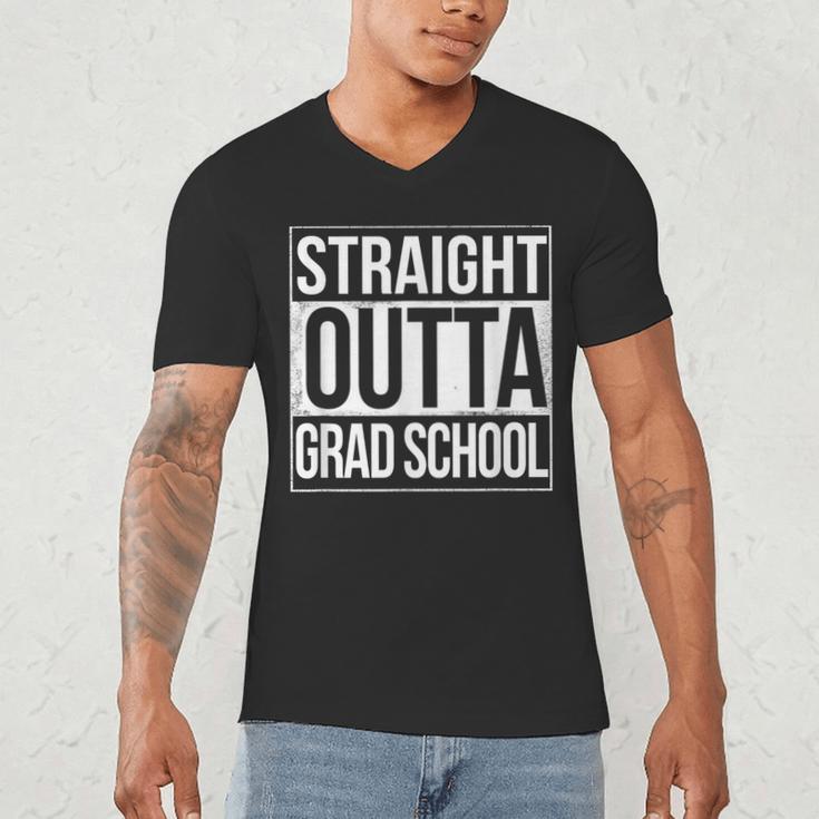 Straight Outta Grad School GraduationShirt Gift Men's V-Neck T-Shirt