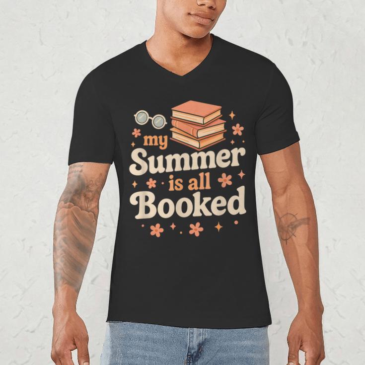My Summer Is All Booked Book Lover Reading Vacation 2025 Men's V-Neck T-Shirt