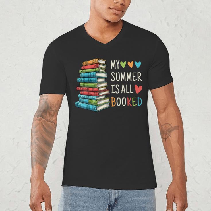 My Summer Is All Booked Book Reading Book Lover Men's V-Neck T-Shirt