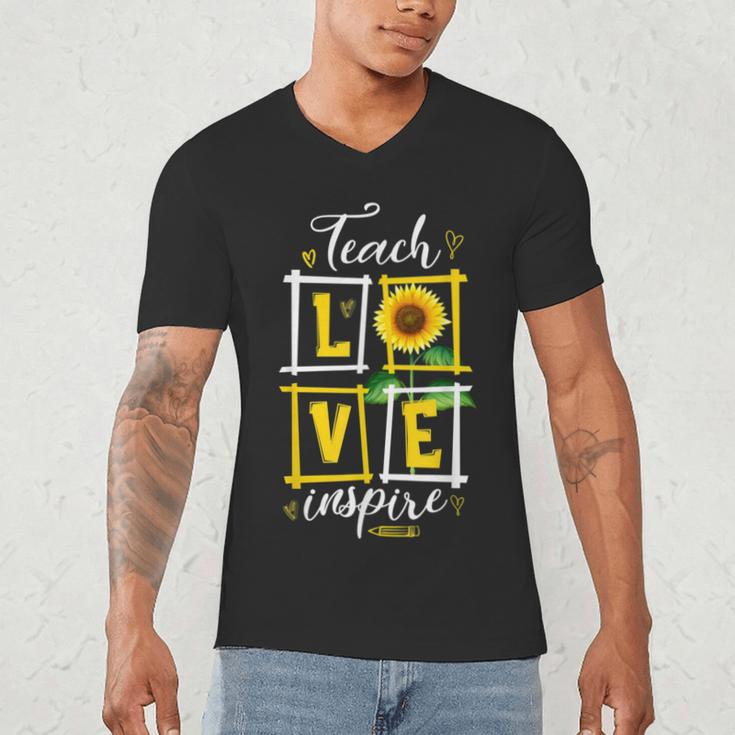 Sunflower Teach Love Inspire Cool Graduation Teacher School Men's V-Neck T-Shirt