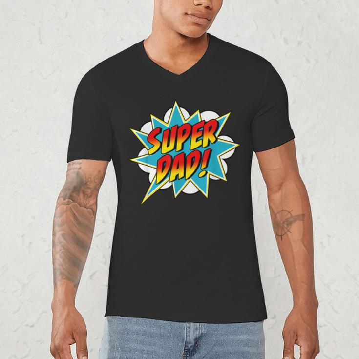 Super Dad Comic Book Superhero Father's Day Men's V-Neck T-Shirt